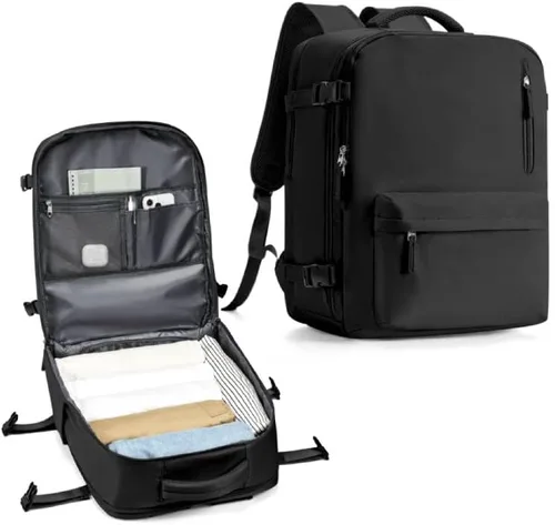 Miniatura 54 de WONHOX - Mochila grande, aprobada para vuelo, unisex, para viajes, trabajo, negocios o laptop, a1-Negro, Medium