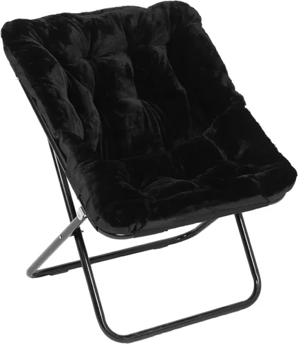 Miniatura 18 de Flash Furniture Archer - Silla Saucer con marco de acero plegable, silla portátil de gran tamaño, para dormitorio o dormitorio, 28 pulgadas, piel