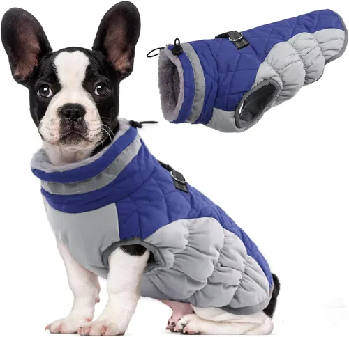 Miniatura 63 de Lelepet Abrigo cálido para perro, abrigo de invierno para perro, chaqueta impermeable para perros con arnés incorporado, chaleco reflectante