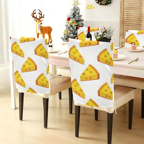 Miniatura 4 de Cartoon Yellow Triangle Cheese Decorative Chair Seat Cover for Dining Room Chairs Soft 19.7x23.6in Chair Slipcovers Cover para sillas de comedor Set
