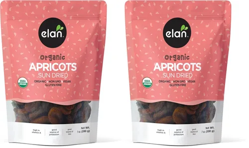 Miniatura 8 de Elan Albaricoques orgánicos secados al sol, frutas secas, sin sulfitos, sin azúcar añadido, sin OMG, vegano, sin gluten, kosher, bocadillos