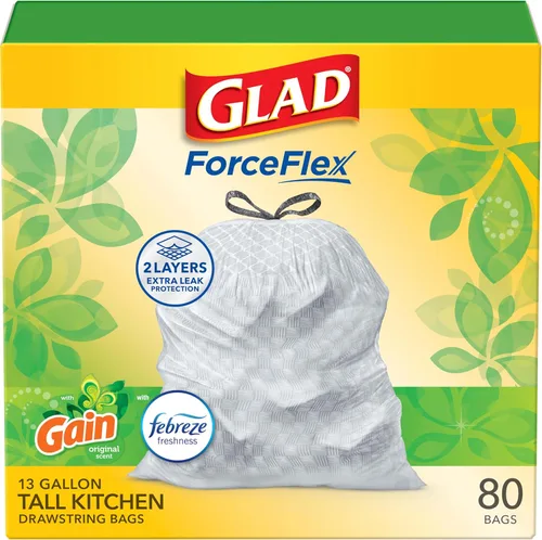 Miniatura 11 de Glad ForceFlex - Bolsas de basura altas para cocina, 13 galones, ganancia original con Febreze, 110 unidades (el paquete puede variar)