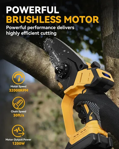 Miniatura 2 de Mini motosierra inalámbrica para batería Dewalt de 20 V máximo, 8 pulgadas y 6 pulgadas, motosierra 2 en 1 con motor sin escobillas y engrasador
