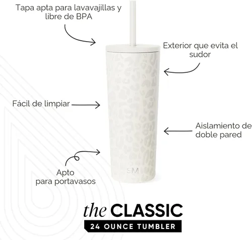 Miniatura 2 de Simple Modern- Vaso con aislamiento, c/tapa y pajilla Taza de viaje Botella de agua de ac. inox. reutilizable Unisex Colecc. Classic 24 oz