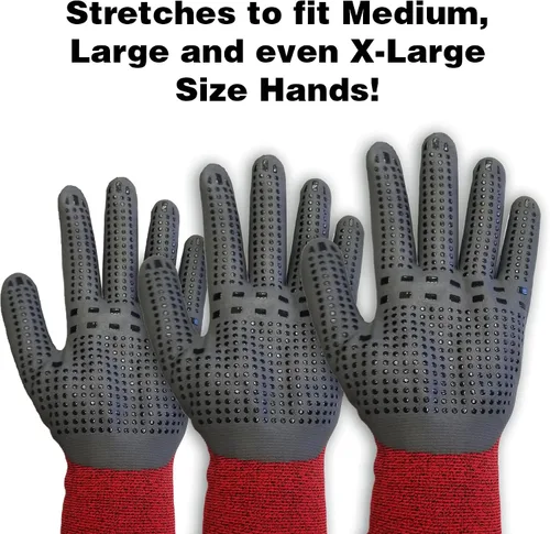 Miniatura 2 de Midwest Gloves & Gear 90CF-EA MAX - Guantes de agarre, color rojo/negro, talla L