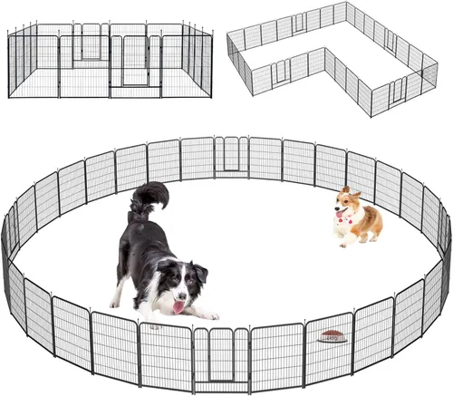 Miniatura 8 de Corralito portátil para perros, valla de ejercicio de metal resistente para mascotas, corral para interiores y exteriores, corral para mascotas