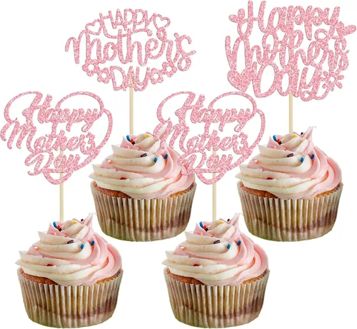 Miniatura 11 de Gyufise 1 paquete de decoración para pastel del día de la madre, la mejor mamá del mundo, con flores de mariposa, decoración de pastel de cumpleaños