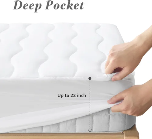 Miniatura 3 de Protector de colchón impermeable de algodón transpirable tamaño individual, funda de colchón de algodón de primera calidad para niños, funda
