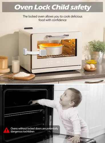 Miniatura 7 de Paquete de 2 cerraduras de seguridad a prueba de bebés seguras para niños, para gabinete, cajón, refrigerador, horno, lavavajillas, puertas, asiento