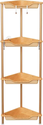 Miniatura 20 de Orimade Organizador de ducha esquinero de 2 niveles resistente a la oxidación, estante de esquina de piso de metal y plástico para baño, negro