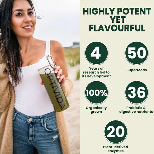 Miniatura 3 de OPTIVIDA Paquetes de polvo de frutas y verduras (30 días) - Más de 50 superalimentos en polvo de jugo verde y suplementos de verduras