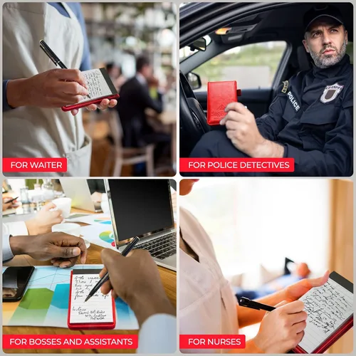 Miniatura 5 de Juego de soporte para bloc de notas de piel sintética en caja de regalo, cuaderno de bolsillo interior con 30 hojas de notas forradas, color blanco