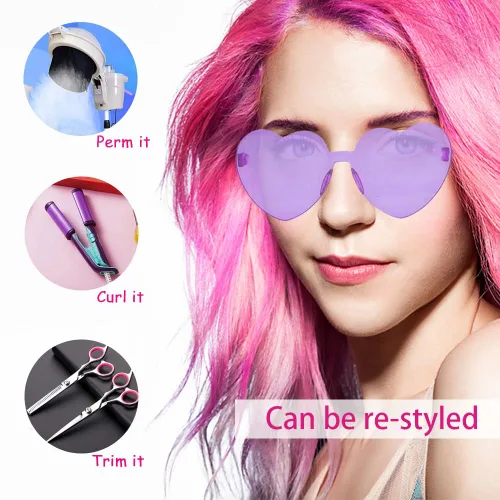 Miniatura 5 de DIYI Pelucas largas y coloridas, paquete de 6 pelucas onduladas para fiesta, pelucas de color rizado para mujeres, despedidas de soltera