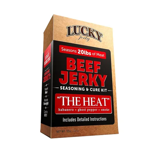 Miniatura 24 de Lucky Jerky Kit de condimento y curación de cecina, paquete de 4 unidades, original, pimiento rojo, teriyaki, condimentado, temporada 80 libras