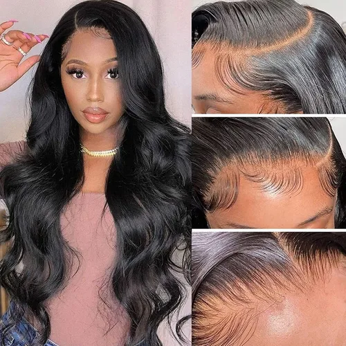 Miniatura 15 de Aicrelery Peluca de cabello humano con encaje frontal de 30 pulgadas, Highlight 13x6, Ombre P4/27, color marrón dorado, frontal con cabello de bebé