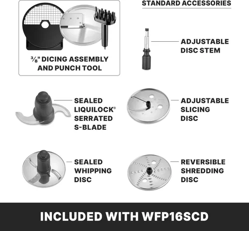Miniatura 6 de Waring WFP16SCD - Procesador comercial de alimentos de alimentación continua de 4 cuartos de galón, motor de 2 HP, tubo de alimentación extragrande