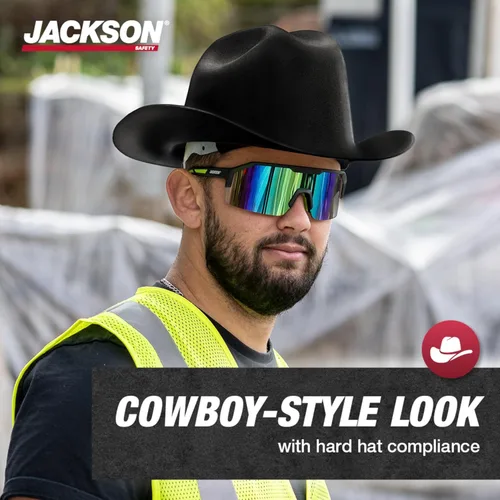Miniatura 2 de Jackson Safety - Casco de seguridad para vaquero, sin ventilación, de ala completa, con suspensión de trinquete de 4 puntos para hombres y mujeres