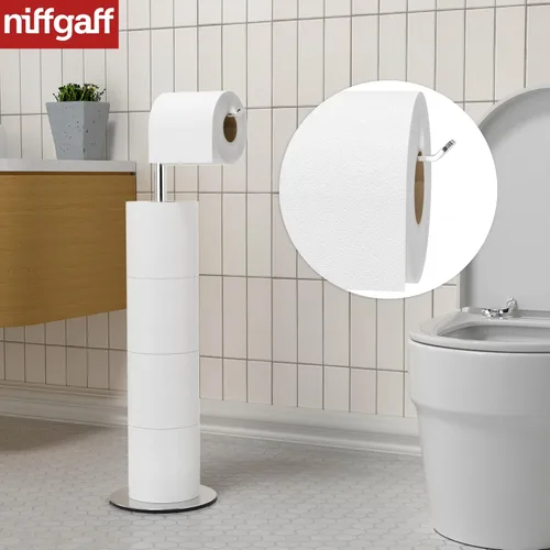 Miniatura 3 de Soporte y dispensador de papel higiénico para 4 rollos de repuesto, estante de almacenamiento de rollos de papel higiénico de acero inoxidable Plata