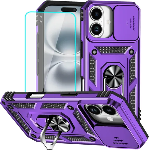 Miniatura 14 de HNHYGETE Funda para iPhone XR con protector de pantalla HD: [grado militar de 20 pies probada en caídas] Funda protectora para cámara deslizante a