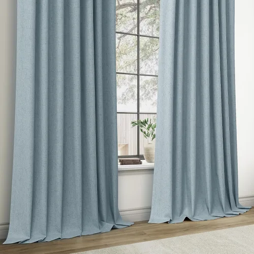 Miniatura 7 de Joywell Cortinas plisadas de lino 100 % opacas de 84 pulgadas de largo, cortinas con pestañas traseras para oscurecer la habitación con ganchos