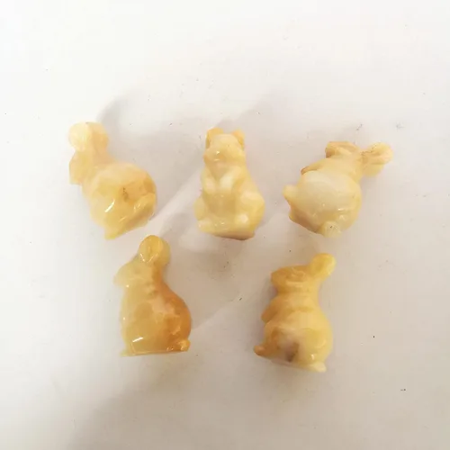 Miniatura 3 de Estatua de conejo tallada a mano de jade amarillo natural, cristales de 1.5 pulgadas y piedras curativas