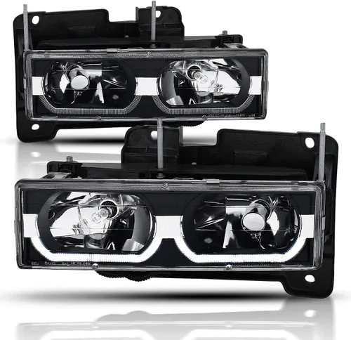 Miniatura 3 de AmeriLite - Juego de faros LED tipo C para Chevy C/K Tahoe Suburban SUV de tamaño completo, Blazer, GMC Yukon - Lado del pasajero y del conductor