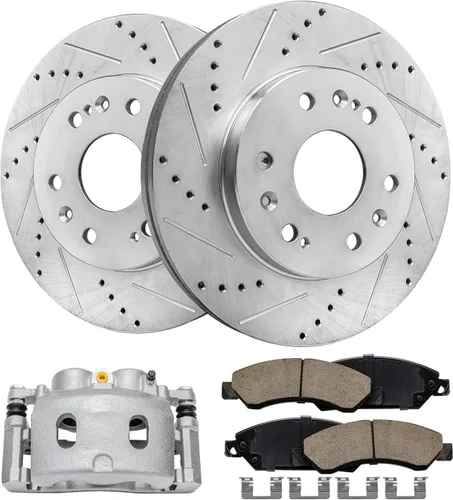 Miniatura 44 de Detroit Axle - Rotores de freno para Ford 2013-2019 Explorer Taurus Flex Lincoln MKT MKS, rotores de freno de disco ranurados perforados de repuesto