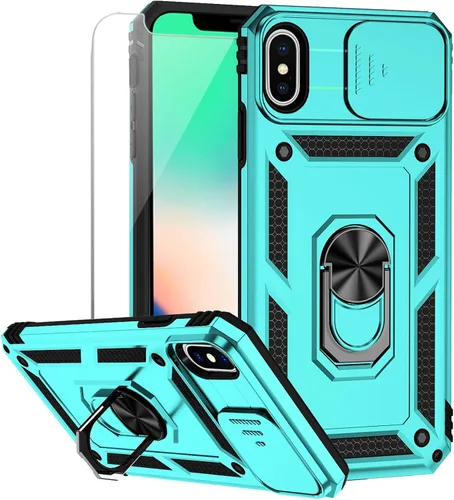 Miniatura 11 de M MAIKEZI Funda para iPhone X/iPhone Xs con cubierta para lente de cámara, protector de pantalla HD, protección contra caídas de grado militar
