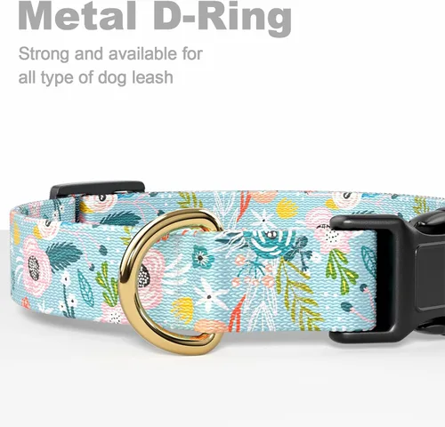 Miniatura 5 de Rnivvi Collar para perros pequeños, lindo collar floral resistente ajustable para cachorros con hebilla de liberación rápida para niño, niña