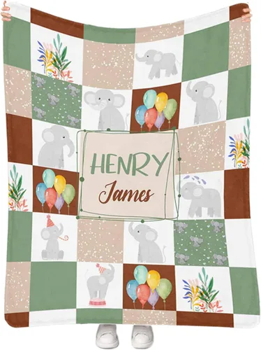 Miniatura 23 de Artsadd Manta personalizada con nombre, manta personalizada de animales de la selva, manta personalizada de safari para niños, niñas, baby shower