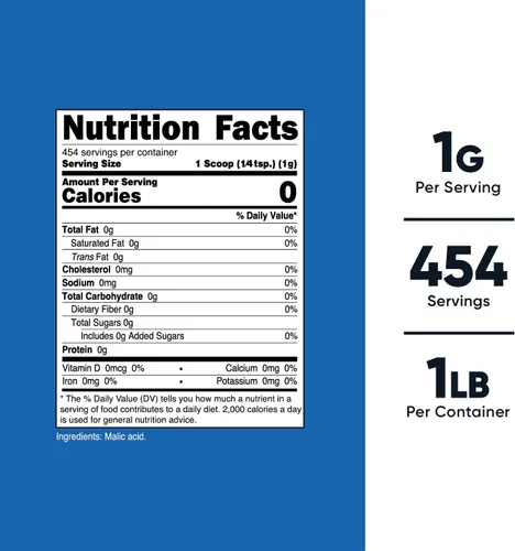 Miniatura 2 de Nutricost Polvo de ácido málico de 1 libra, sin gluten, sin OMG (16.01 oz)