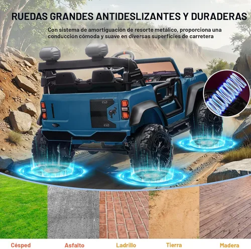 Miniatura 4 de ENYOPRO coche de 2 plazas para niños de 24V con licencia Ford Bronco Raptor, camioneta eléctrica de juguete con control remoto, absorción de Azul