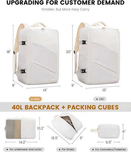 Miniatura 3 de LOVEVOOK Mochila de transporte de viaje, bolsa de viaje grande de 40 L para hombres y mujeres, aprobada para vuelos con 3 cubos de embalaje, maleta