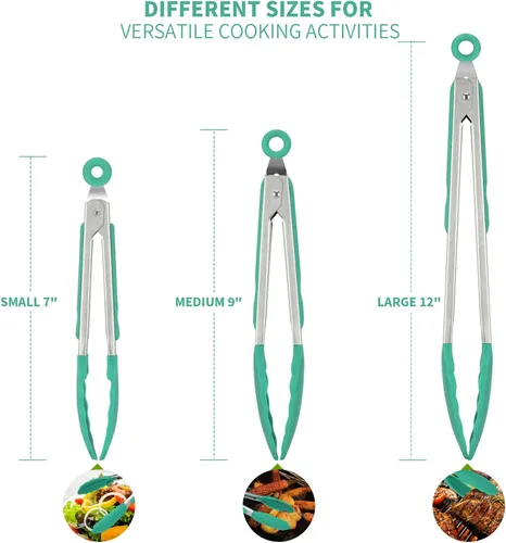 Miniatura 2 de U-Taste Juego de 10 pinzas de cocina de silicona resistentes al calor de 600 °F, taza medidora de acero inoxidable 18/8 y cuchara, juego de 10