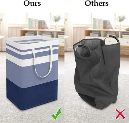 Miniatura 5 de StorageRight Cesta de lavandería plegable grande con asas de fácil transporte, cestas de ropa independientes para lavandería, dormitorio, ropa, Azul