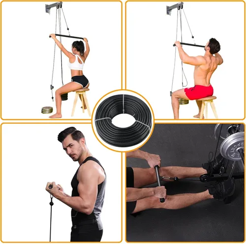 Miniatura 6 de Cable de polea de fitness de 32.8 pies/98.4 pies, cable de acero de gimnasio de 1/4 pulgadas (0.236 in) para gimnasio en casa, reemplazo de cable