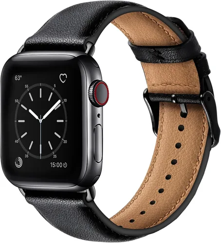 Miniatura 16 de SUNFWR Correas de cuero compatibles con Apple Watch de 1.61, 1.57, 1.5 pulgadas para hombres y mujeres, correa de repuesto de cuero genuino de grano