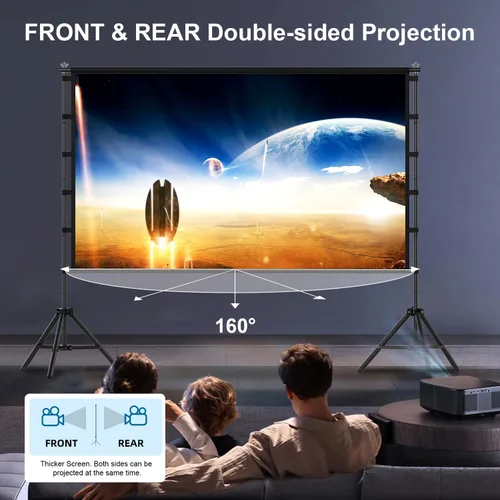 Miniatura 4 de Pantalla de proyector de 120 pulgadas con soporte, pantalla de proyección portátil para exteriores, pantalla de cine trasera frontal con bolsa