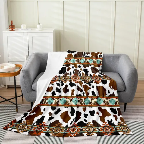 Miniatura 28 de Manta azteca con diseño tribal africano, con diseño de animales de granja, manta mullida con diseño de animales de granja y atrapasueños de tribu