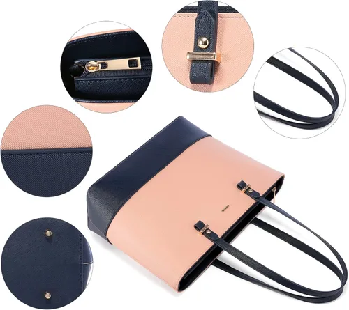 Miniatura 7 de Juego de 3 bolsas de mano para mujeres bolsa tipo tote para llevar colgada del hombro, bolso satchel y bolso hobo