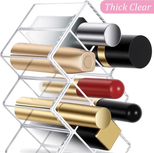 Miniatura 4 de Organizador de lápiz labial de 4 piezas, 16 espacios, torre de lápiz labial apilable en forma de pez, soporte de almacenamiento de brillo de labios