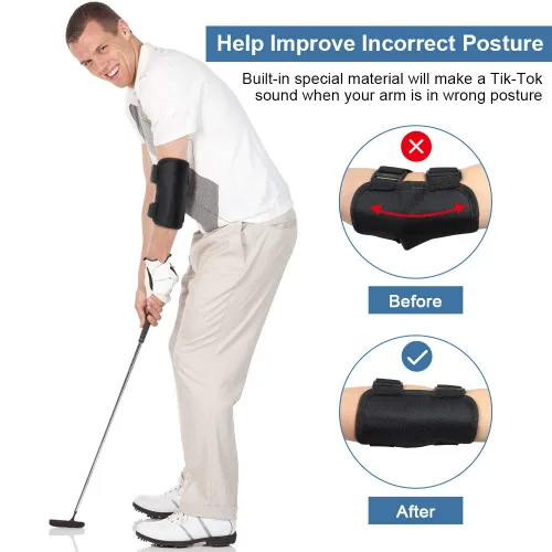 Miniatura 3 de Codo de ayuda para entrenamiento de swing de golf, entrenador de swing de golf, ayuda de entrenamiento de golf de brazo recto con notificaciones
