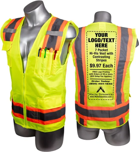 Miniatura 7 de Malta Dynamics Chaleco de inspección de seguridad amarillo de alta visibilidad, compatible con OSHA/ANSI, tamaño multi 1 Paquete