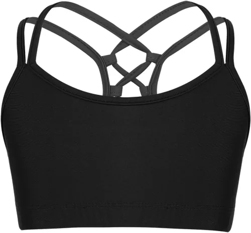 Sujetador de espalda cruzada para niñas grandes, camiseta corta sin mangas para ballet danza, entrenamiento, deportes, yoga