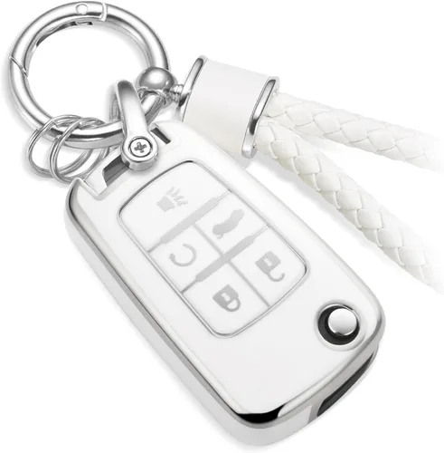 Miniatura 22 de Funda para llavero Nissan con llavero de cuerda trenzada de metal de lujo, funda suave mejorada para llave Nissan (solo 3 botones)