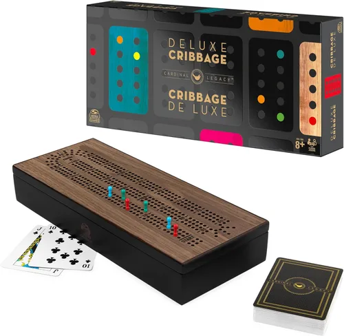 Miniatura 10 de Spin Master Games, Cardinal Legacy Deluxe Double 6 Dominoes, juego de mesa clásico juego de 28 dominó en estuche de madera forrado, para niños