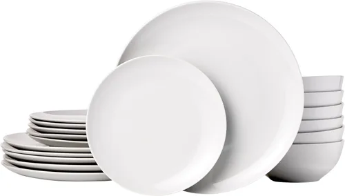 Miniatura 9 de Amazon Basics Juego de vajilla, Apto para microondas y lavavajillas, Servicio para 6, Cocina completa de 18 piezas, Platos, fuentes, cuencos, ramas