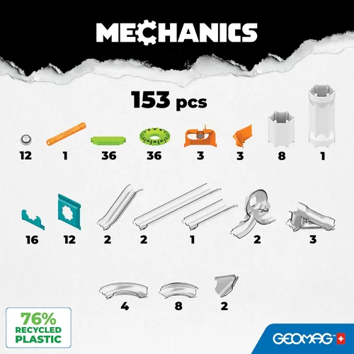 Miniatura 3 de Geomag Gravity Classic Mechanics - Juguetes magnéticos para niños a partir de 8 años, 153 imanes educativos STEM para niños, bloques magnéticos