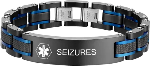 Miniatura 2 de Pulsera de los hombres grabados de encargo de la identificación médica de la alarma