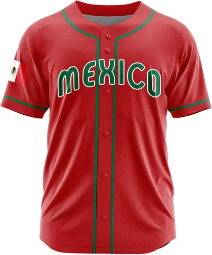 Miniatura 2 de Camisetas de béisbol personalizadas de México, número de nombre personalizado para hombres y mujeres, camiseta de béisbol de México